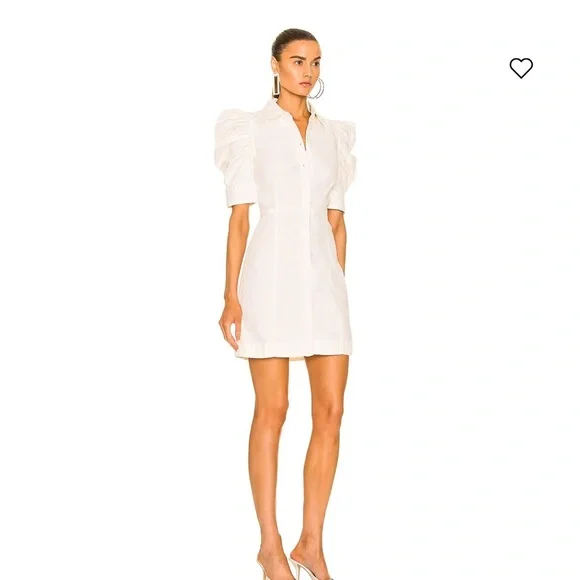 FRAME Gillian Button-Front Puffed Sleeve Mini Dress - Picture 2 of 7